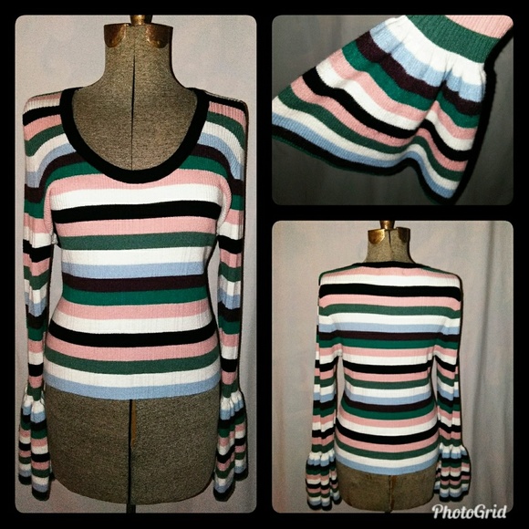 Forever 21 Sweaters - 🎉 Forever 21 Sweater Striped Bell Sleeves 3X NWT